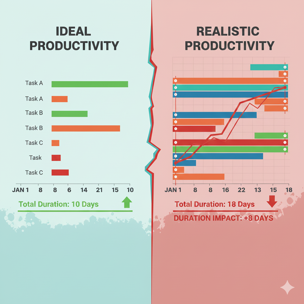 Activity duration estimating techniques used in construction project scheduling with Gantt chart and site planning